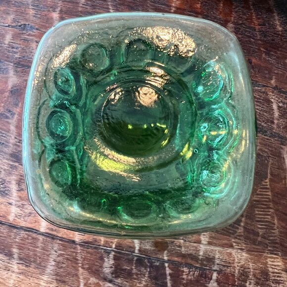 Vintage Green Glass Vase With Textured Design 8” - Picture 7 of 11